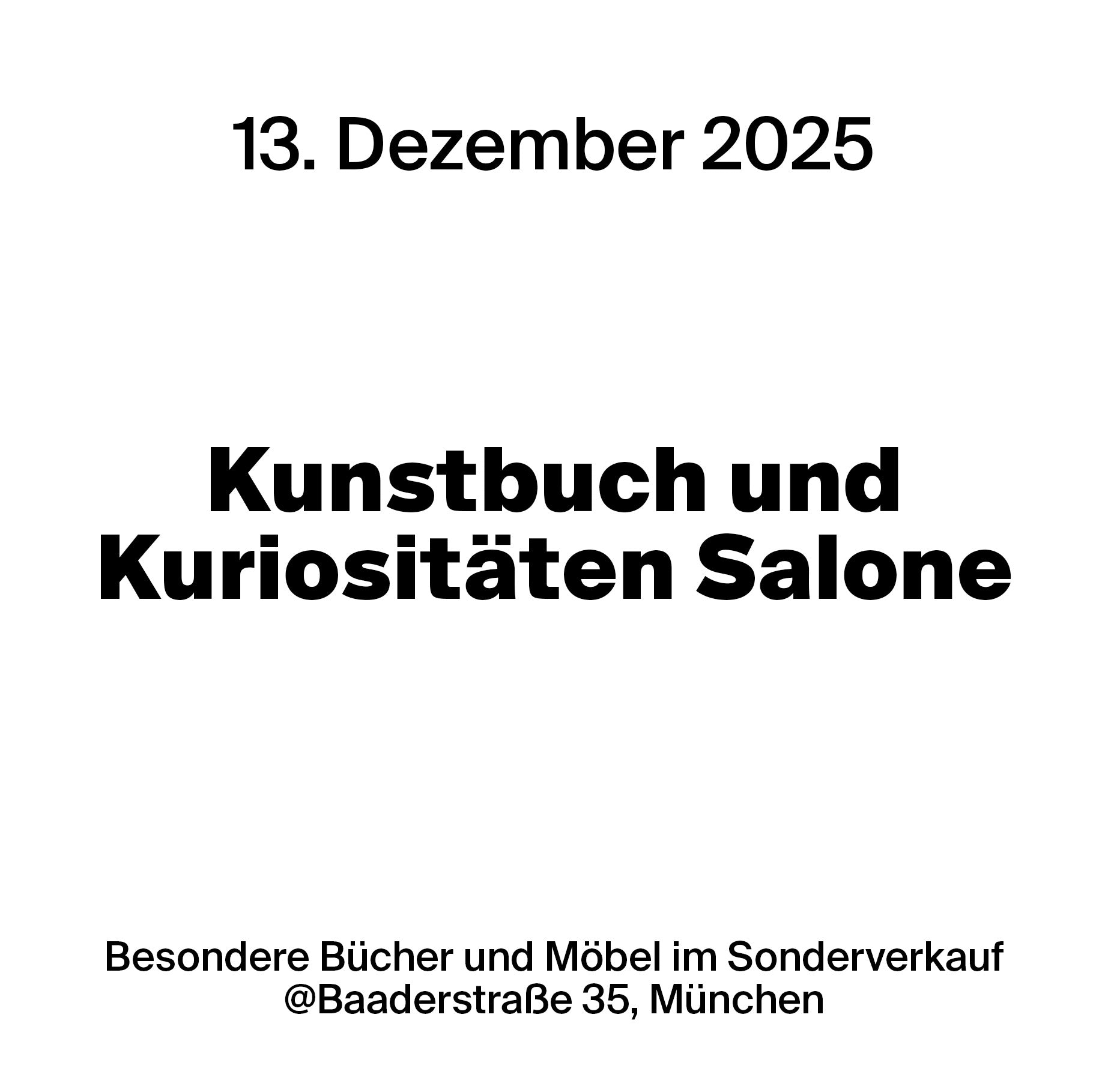 Kunstbuch und Kuriositäten Salone – Samstag, 13. Dezember 2025, München